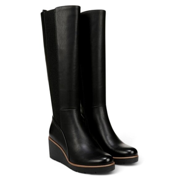 Soul Naturalizer Women's Size 7W Black Adrian Wide Calf Knee High Wedge Boots - Picture 1 of 12